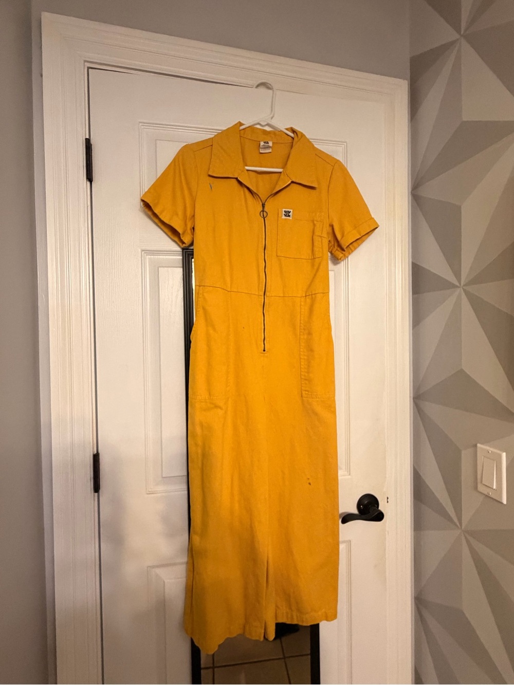 Lucy & Yak Mustard Yellow Short-Sleeve Zip-Front Jumpsuit